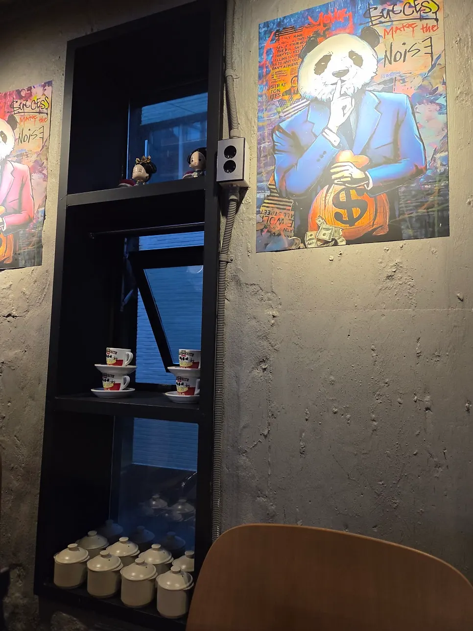 Panda-themed decor placed around the restaurant
