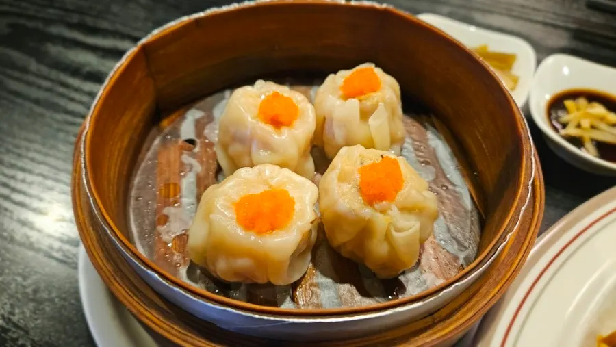 Table at Panda Dim Sum set with the ordered dishes