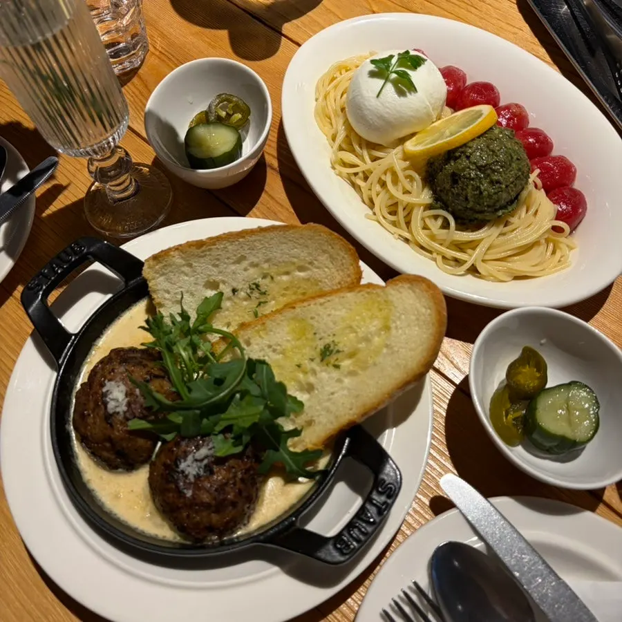 Ordered dishes set on the table at Andover