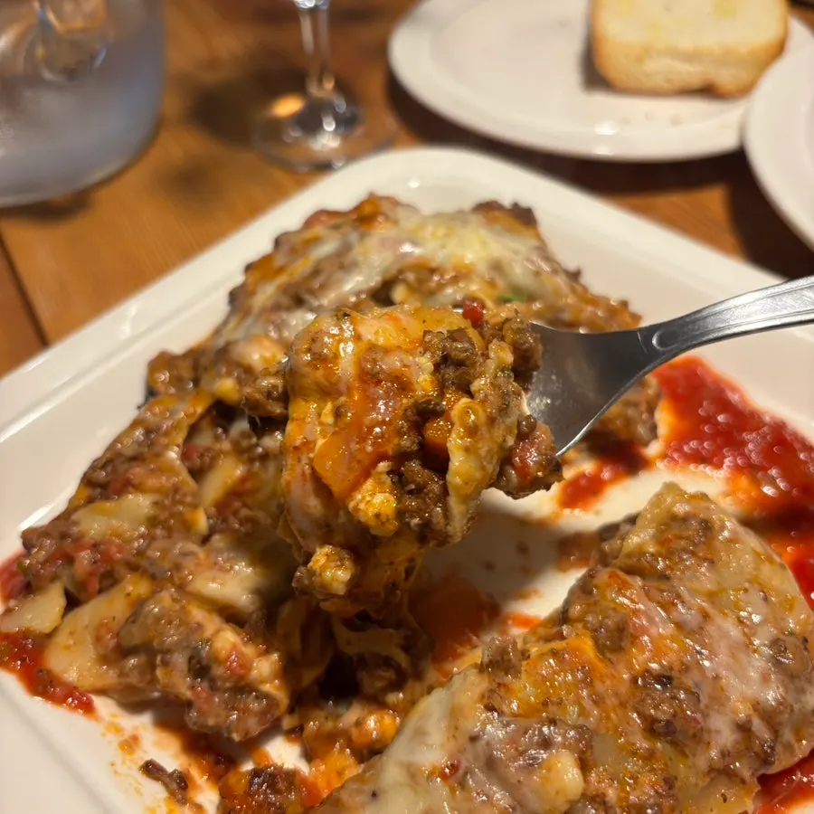 Lasagna with cheese and béchamel cream