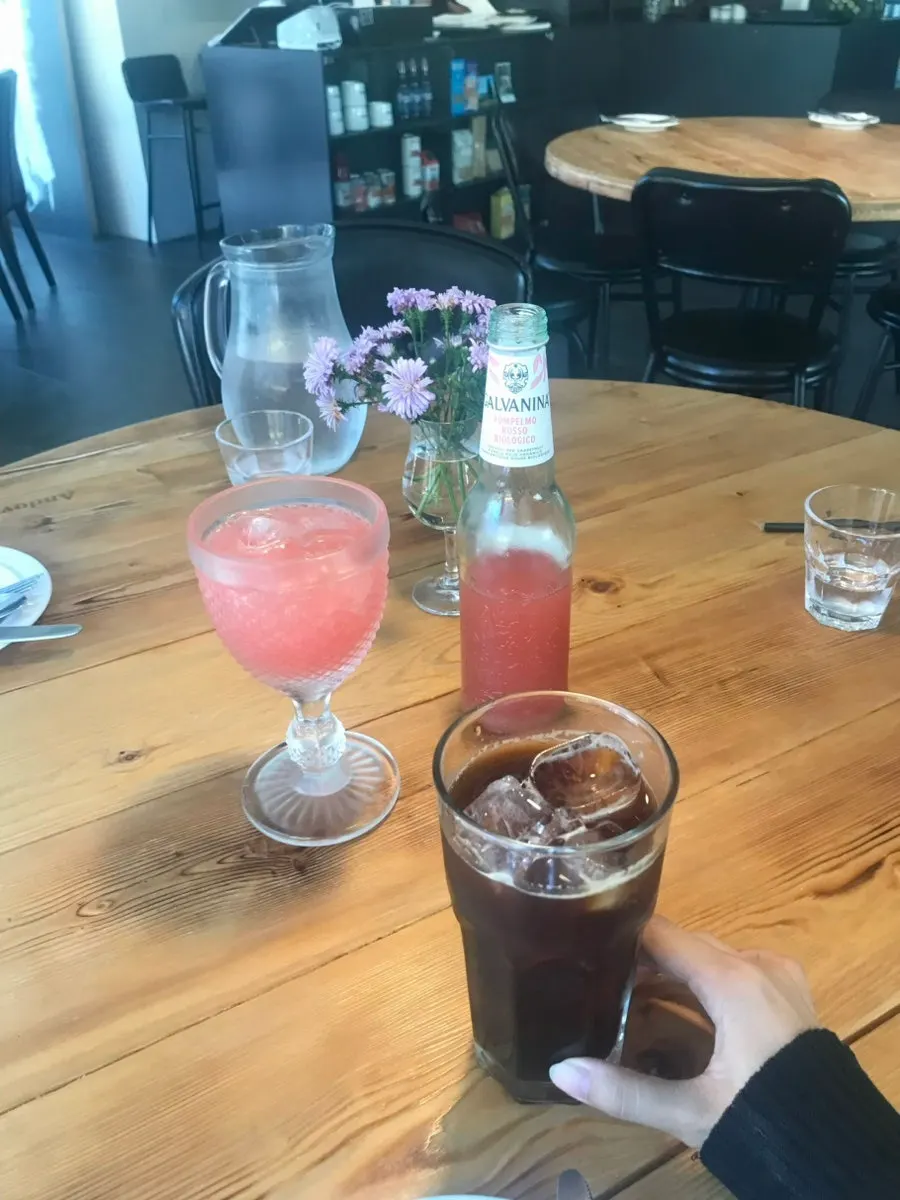 Grapefruit soda and iced Americano