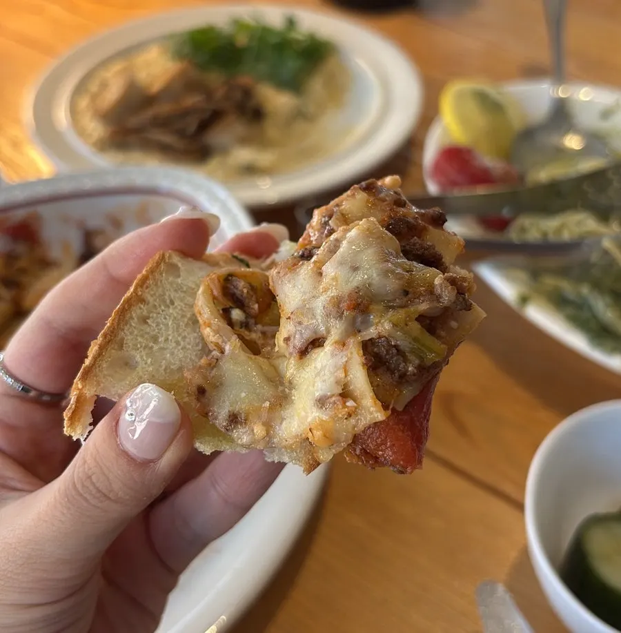 Lasagna served with salad
