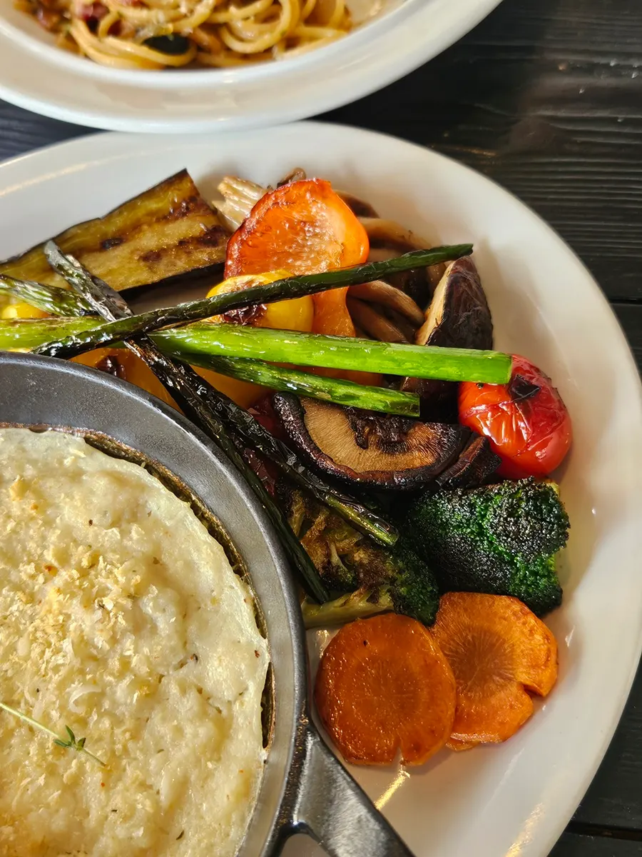 A colorful plate of Andover's roasted vegetables