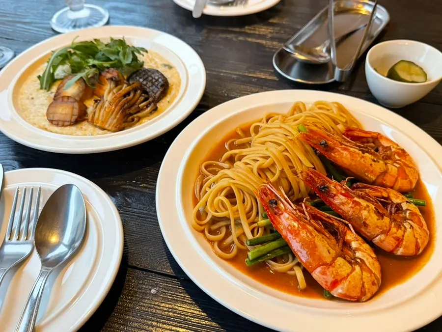 Three Italian dishes ordered at Andover set on the table