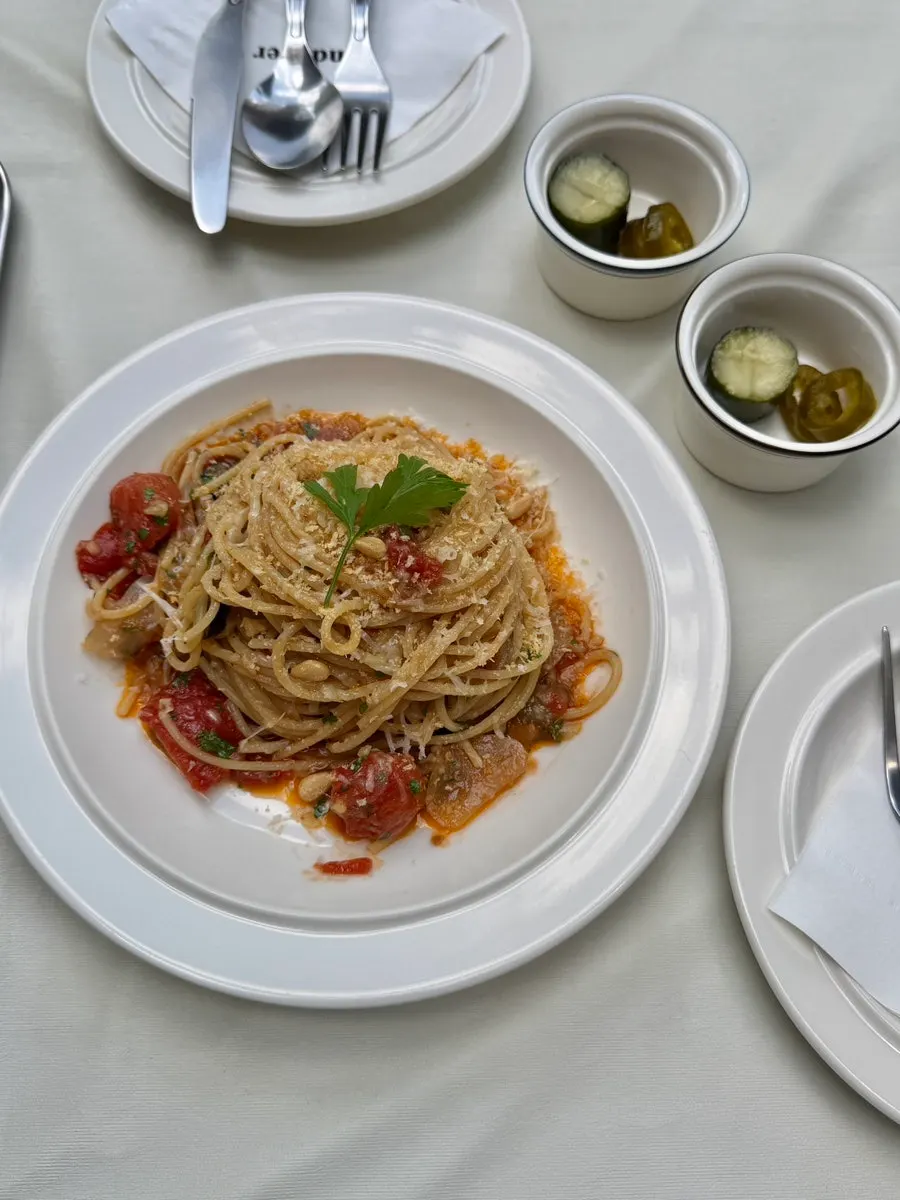 Andover dishes laid out on the terrace table