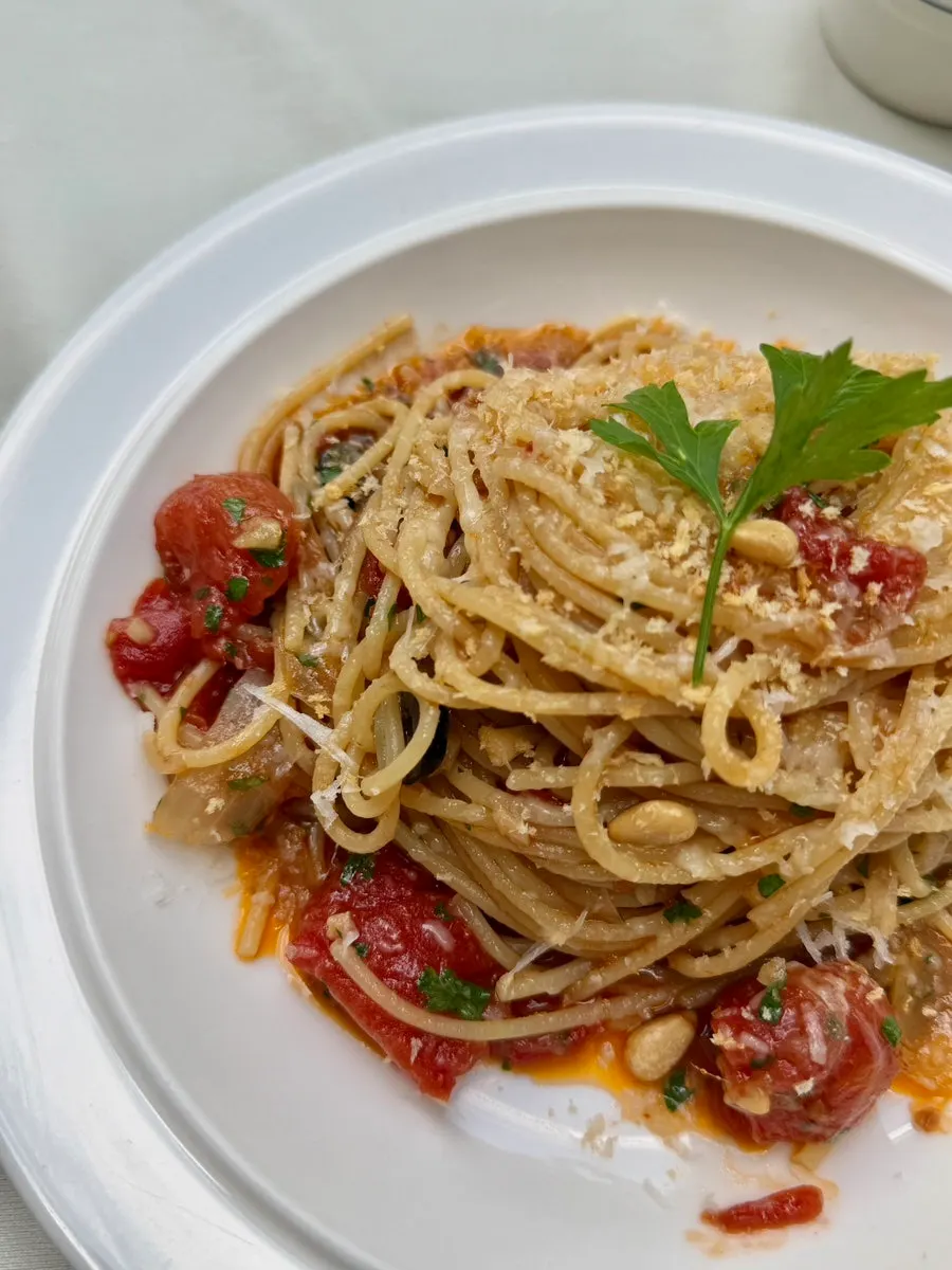 Spicy version of Andover's anchovy pasta