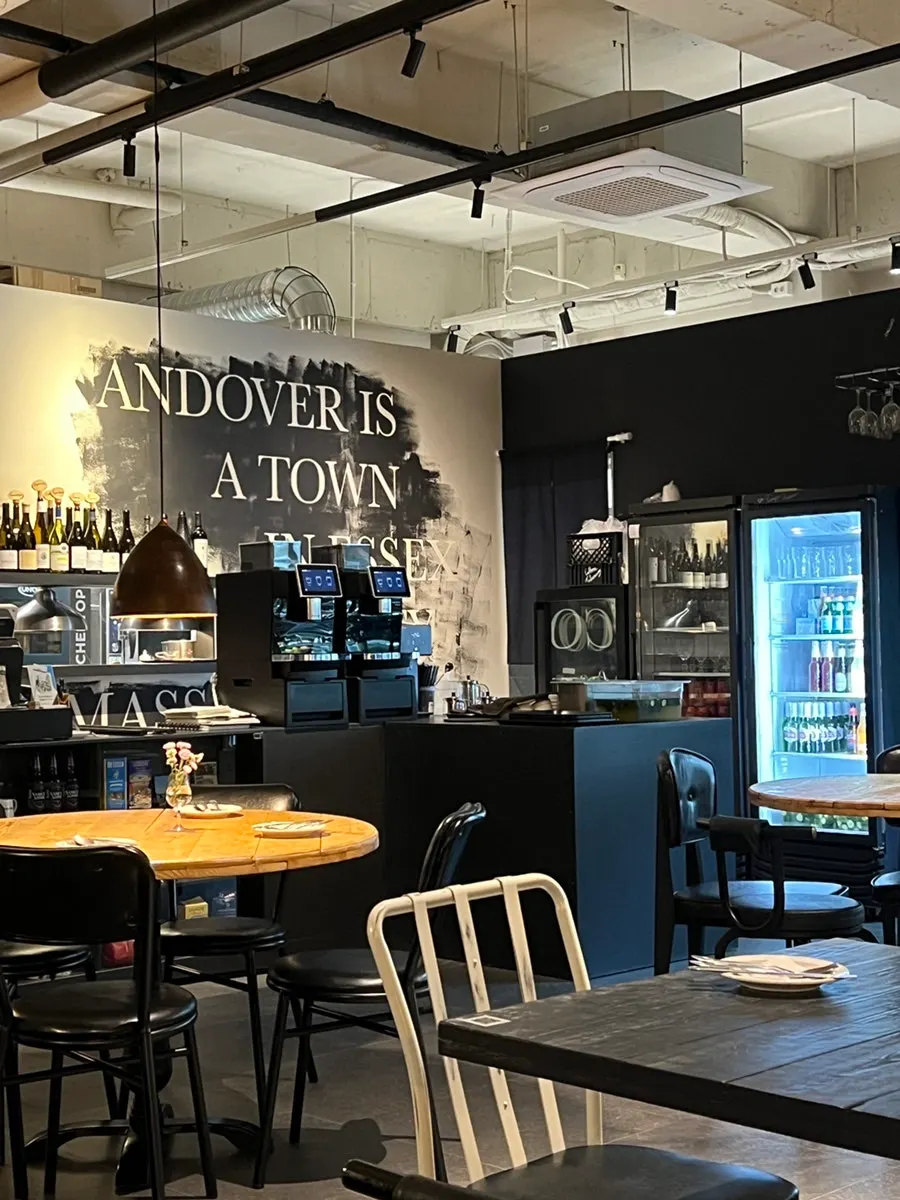 Interior tables and decor at Andover