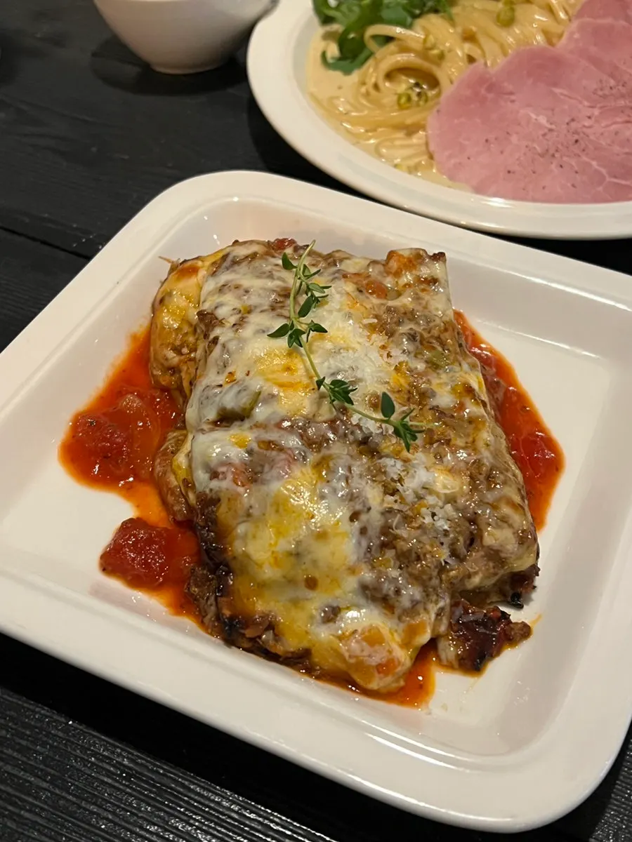 A plate of Andover's signature lasagna