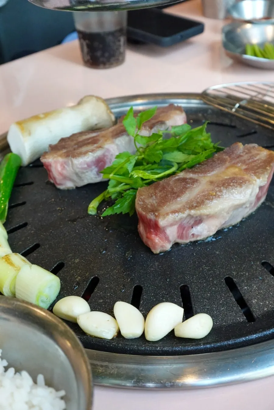Juices rising as the Iberico pork neck grills