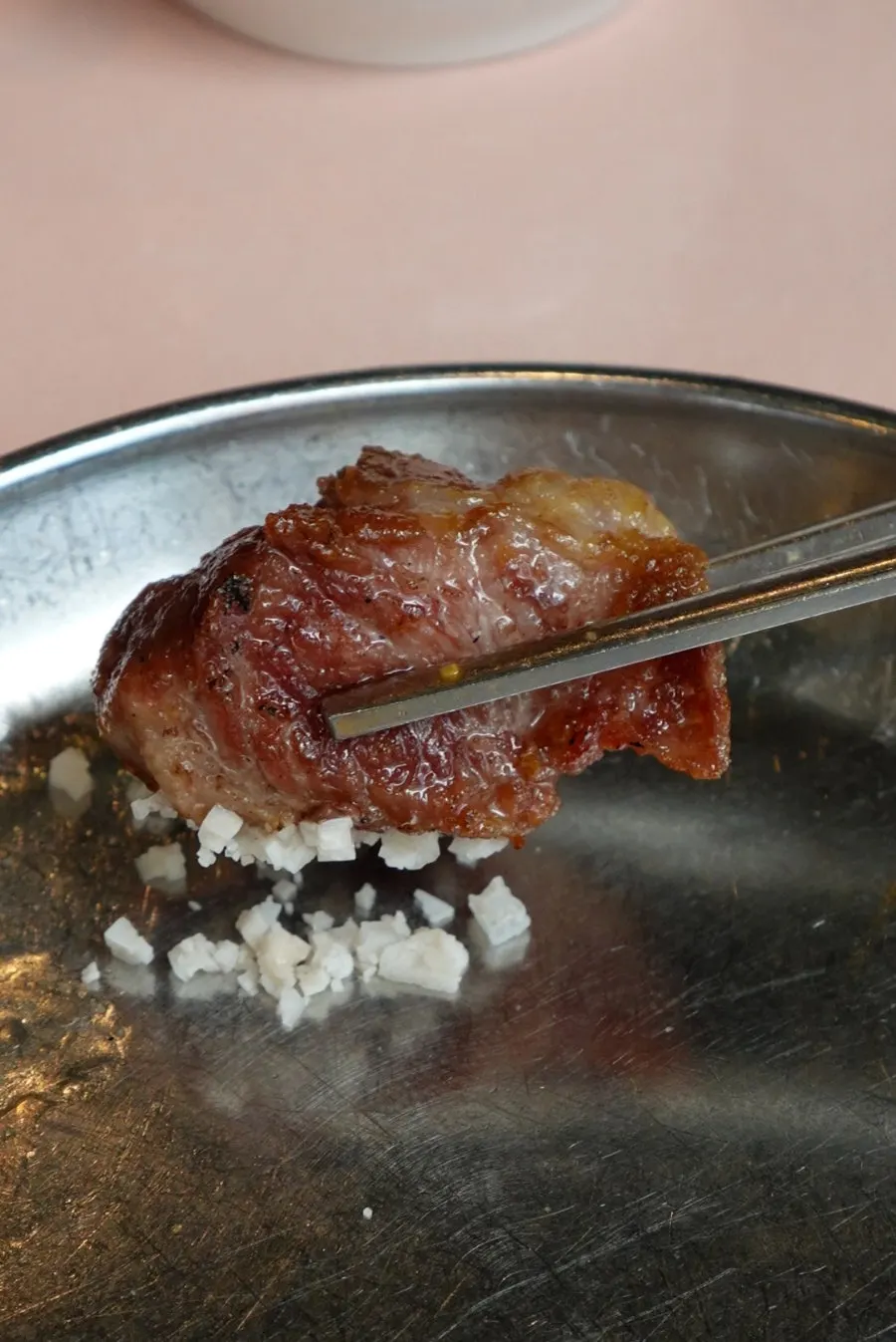 Iberico pork neck dipped in salt