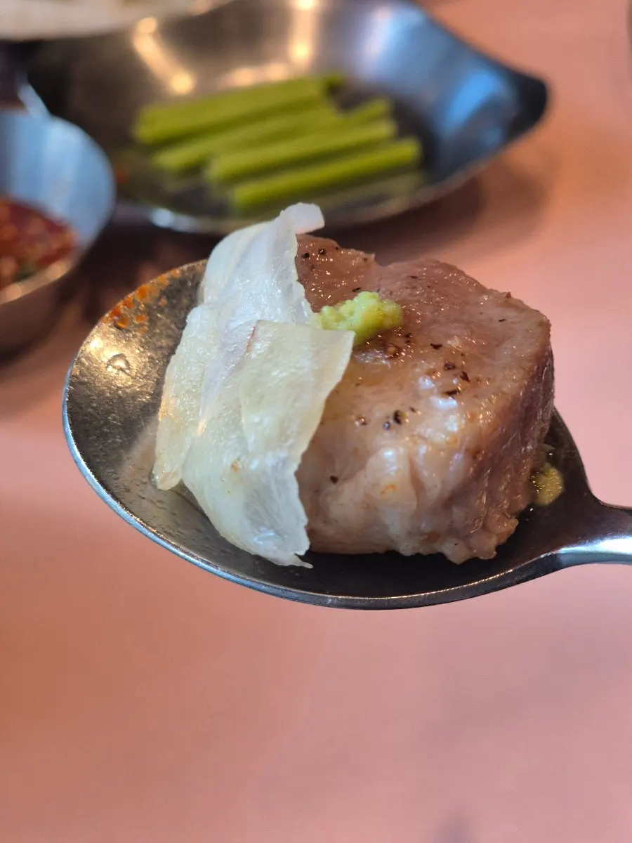 Meat served with wasabi and ginger