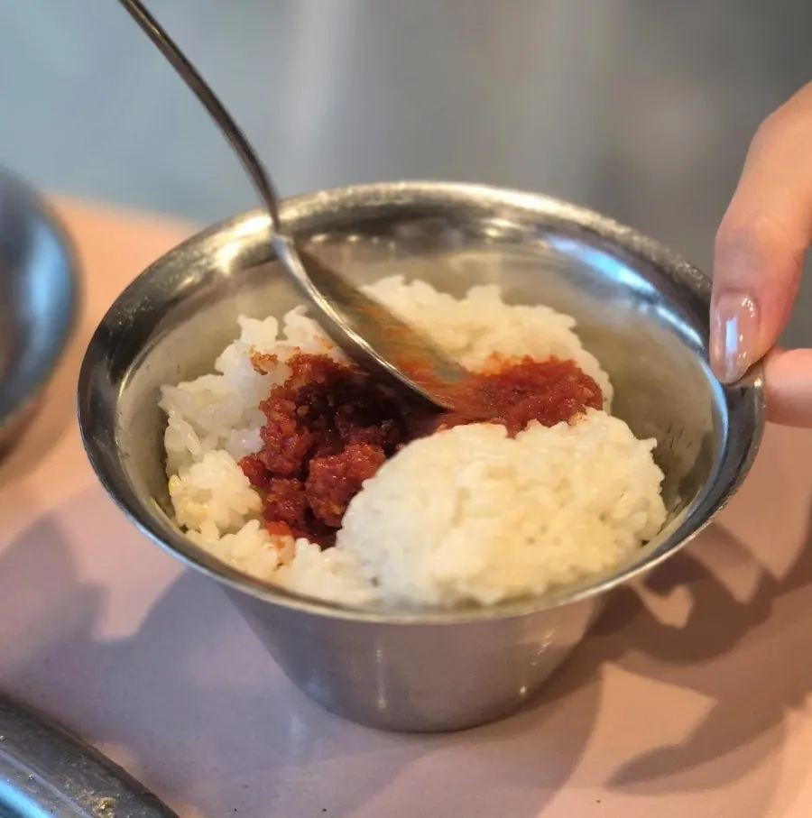 Dwaeji Mansion's kimchi jjigae served with rice