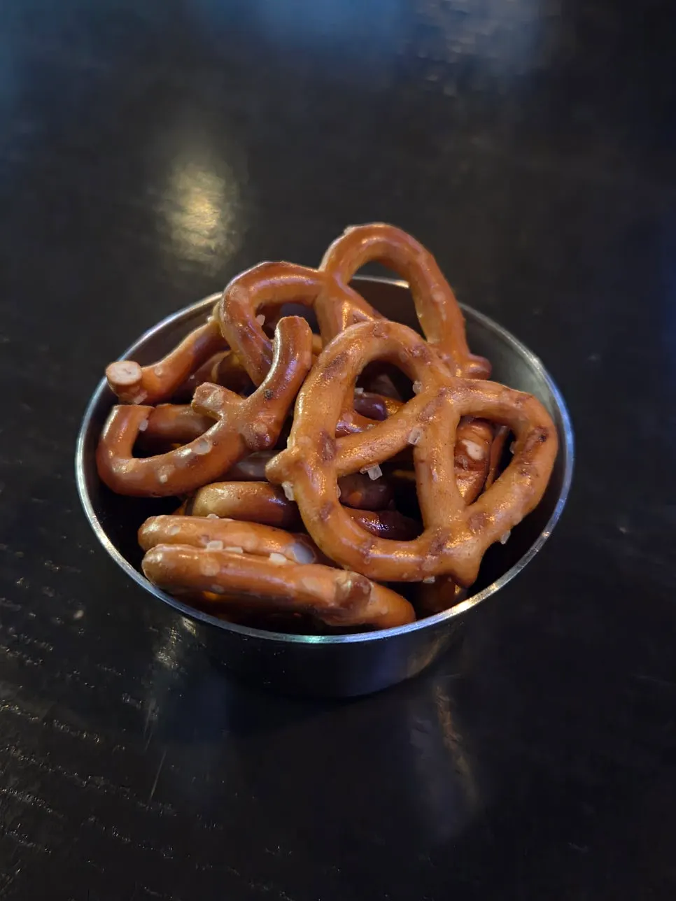 Complimentary pretzel snack