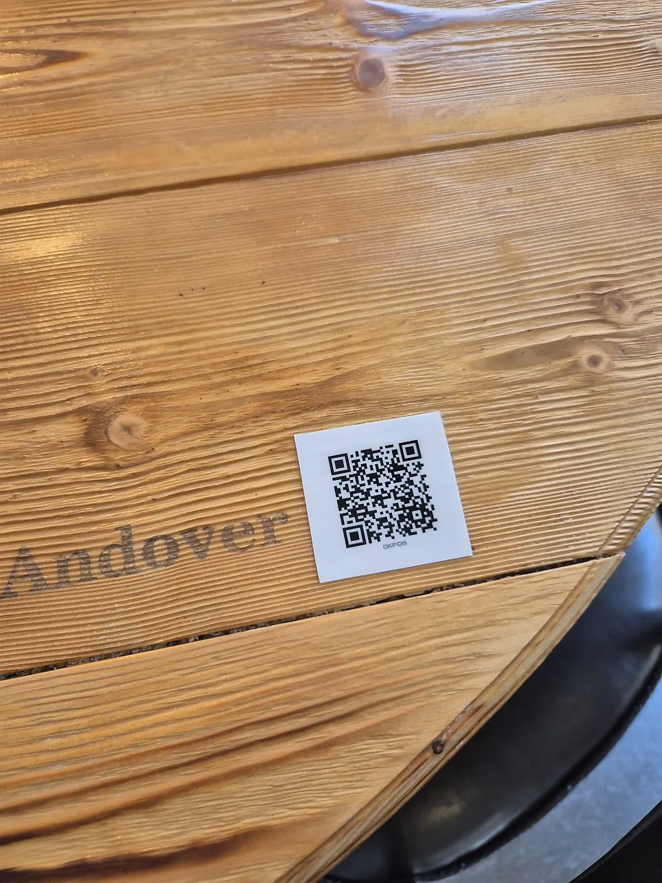 QR code ordering sign on the table at Andover