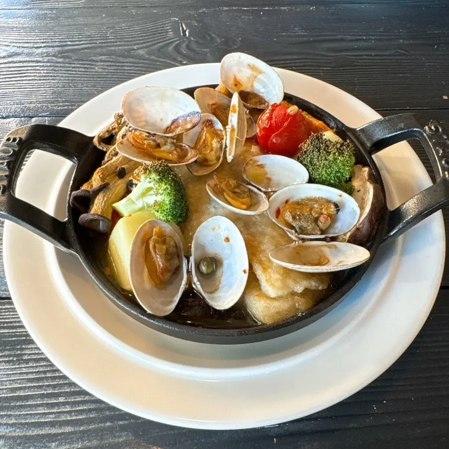 Flounder steak and baguette