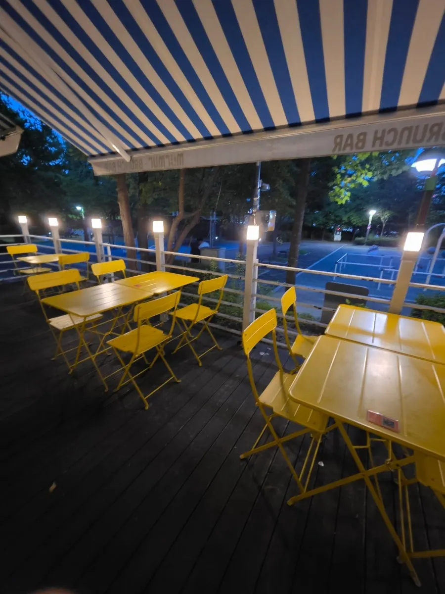 View of the outdoor terrace seating at Meolmeol Pangyo