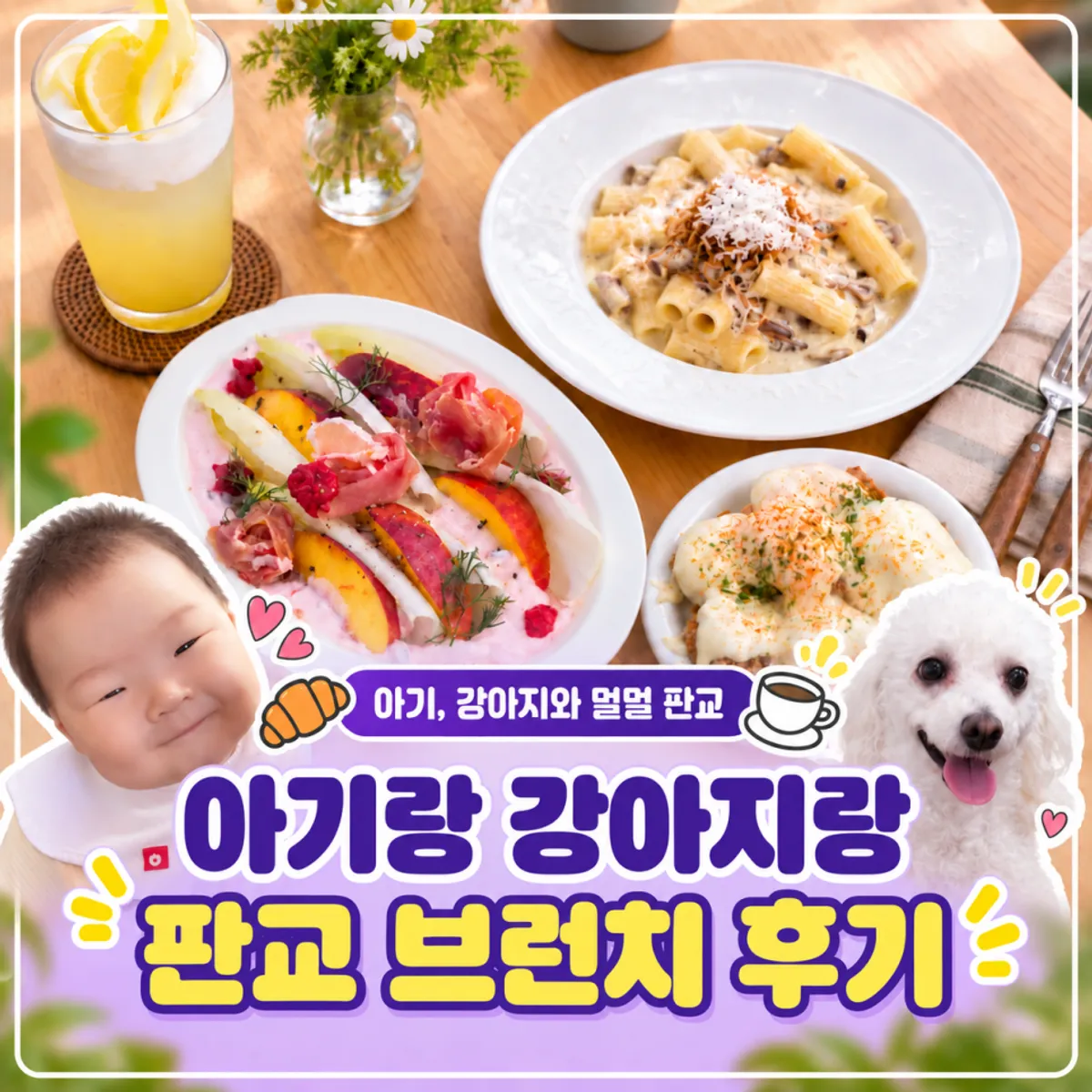 아기와 반려견 동반 브런치 카페 방문