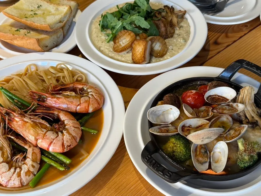 Bisque pasta with plump shrimp