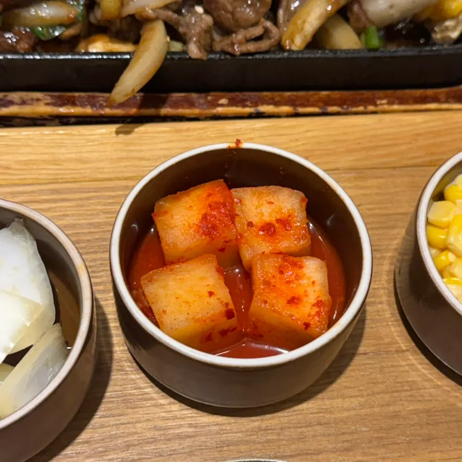 Individual meal tray with rice, soup, and side dishes