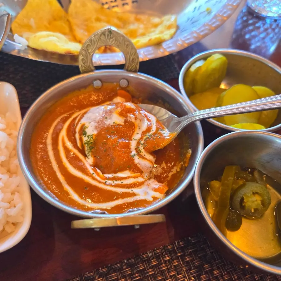 Curry eaten with naan