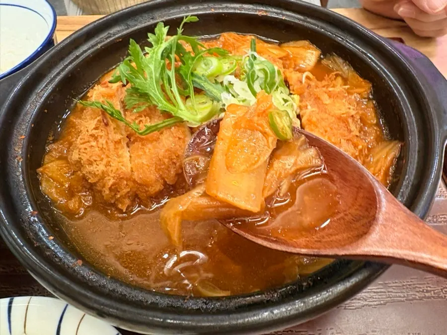 Spoonful of the kimchi nabe broth