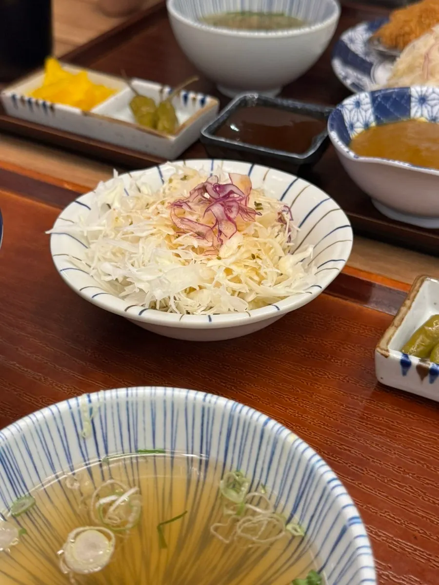 Table setting with both hire katsu and loin katsu don