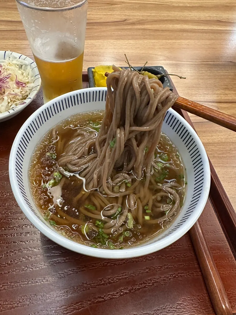 Springy cold soba noodles