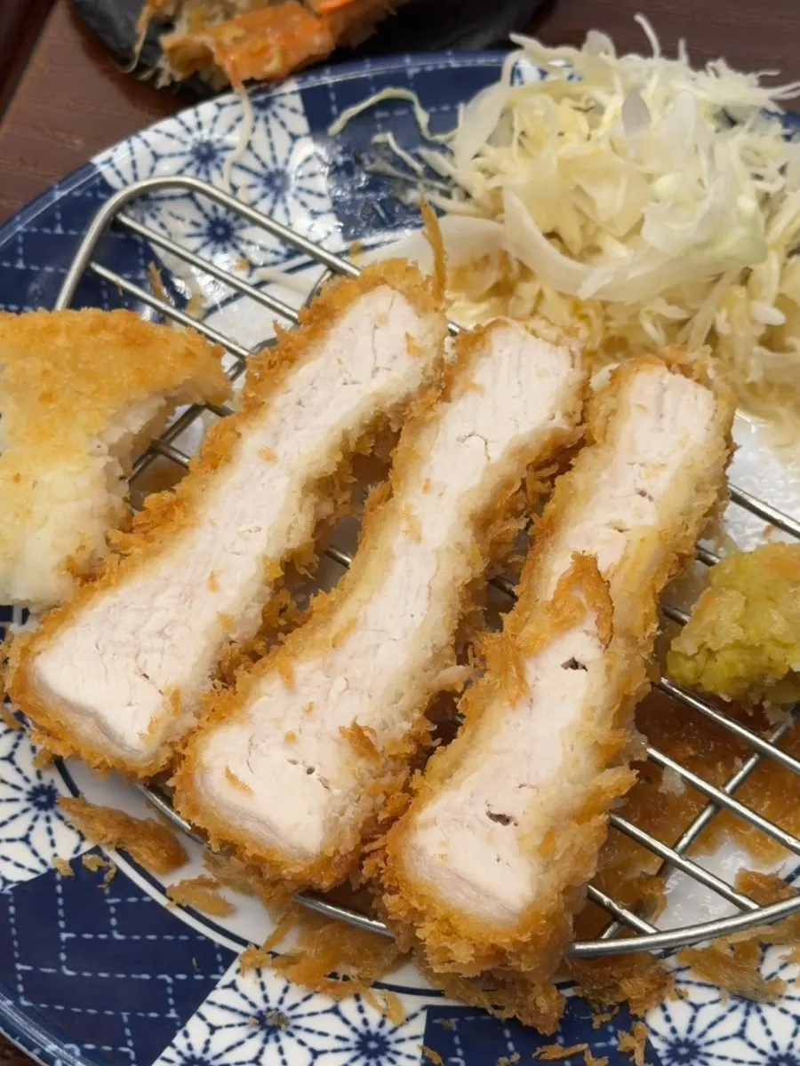 Close-up of several types of katsu in the mixed set