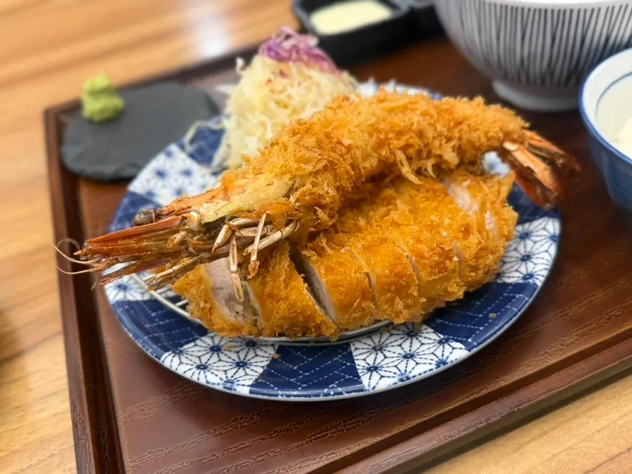 Mixed katsu set served with rice