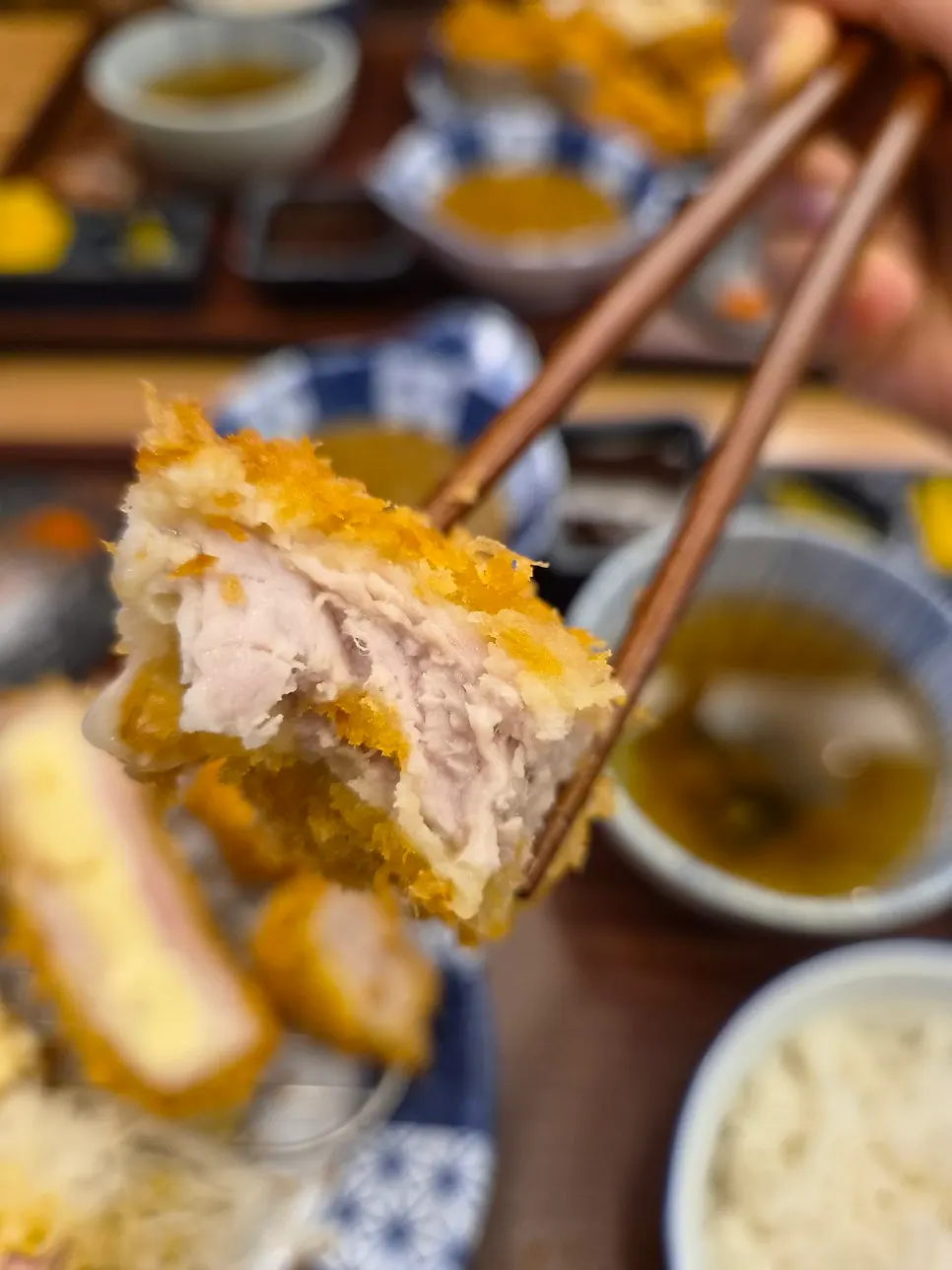 Cross-section of crispy-breaded fillet katsu