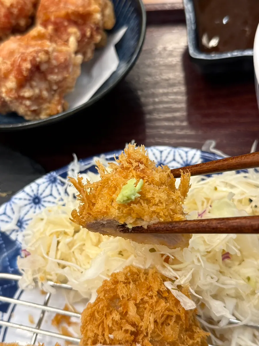 Fillet cutlet served with wasabi on the side