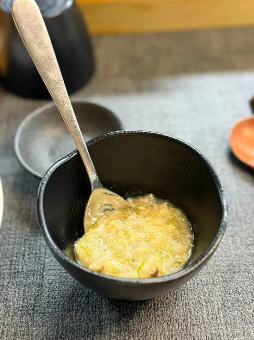 표고감태죽과 전복 에피타이저