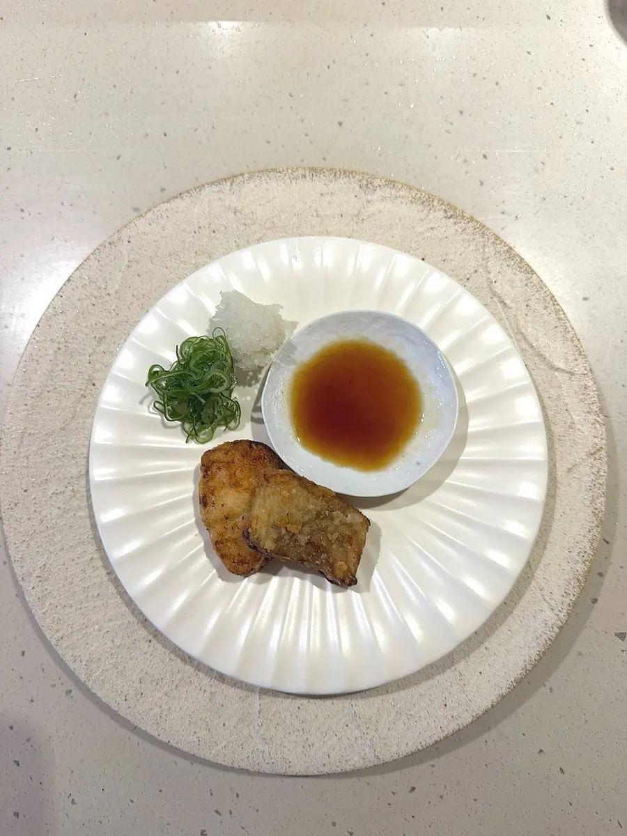 Sea bass karaage with yuzu ponzu