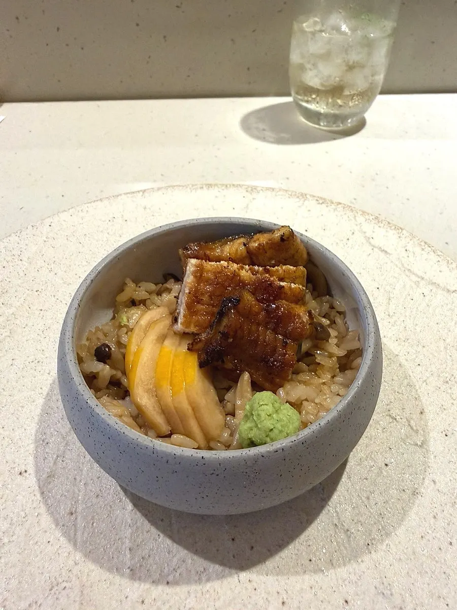 Eel donburi with wasabi