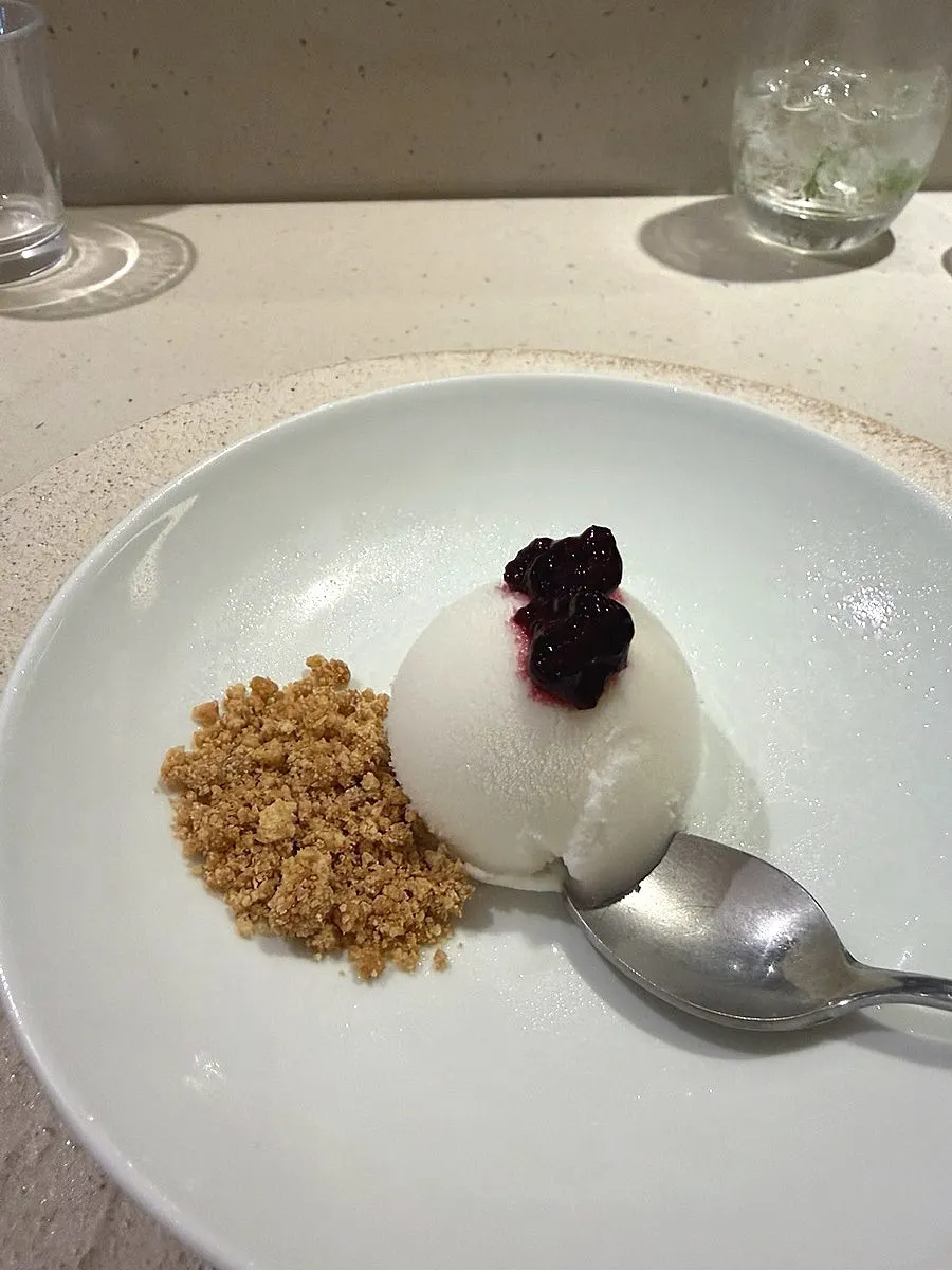 Yogurt sorbet finishing the course