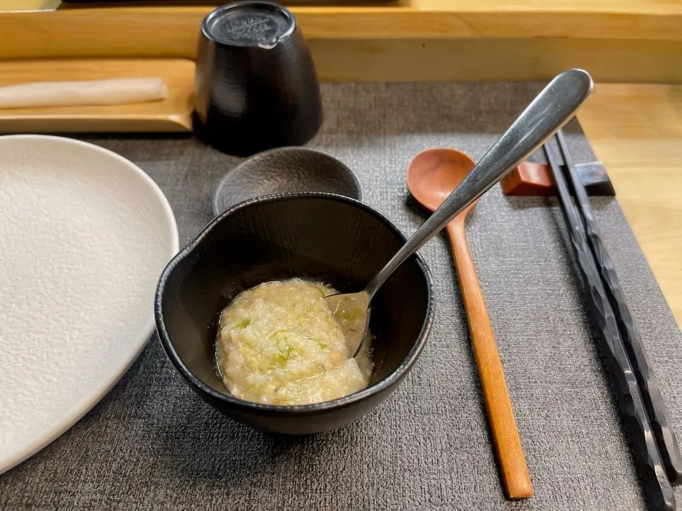 First course dish, warm shiitake gamtae porridge