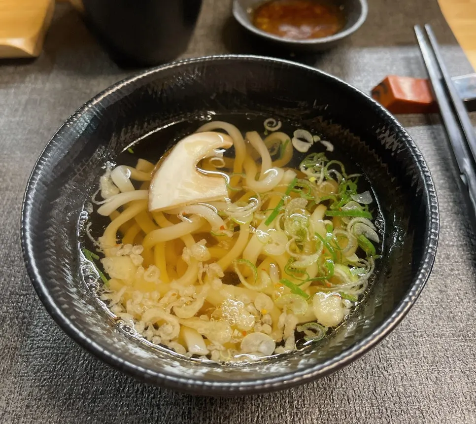 Warm udon served in the later part of the course