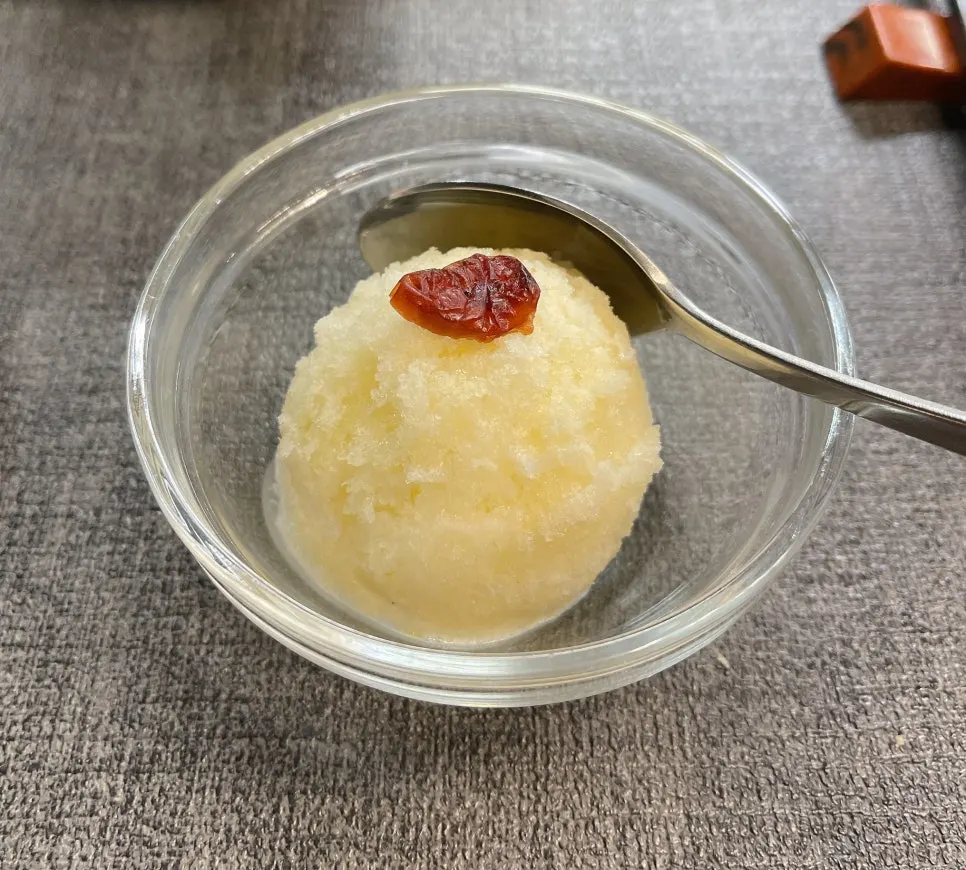Final dessert, yuzu sorbet