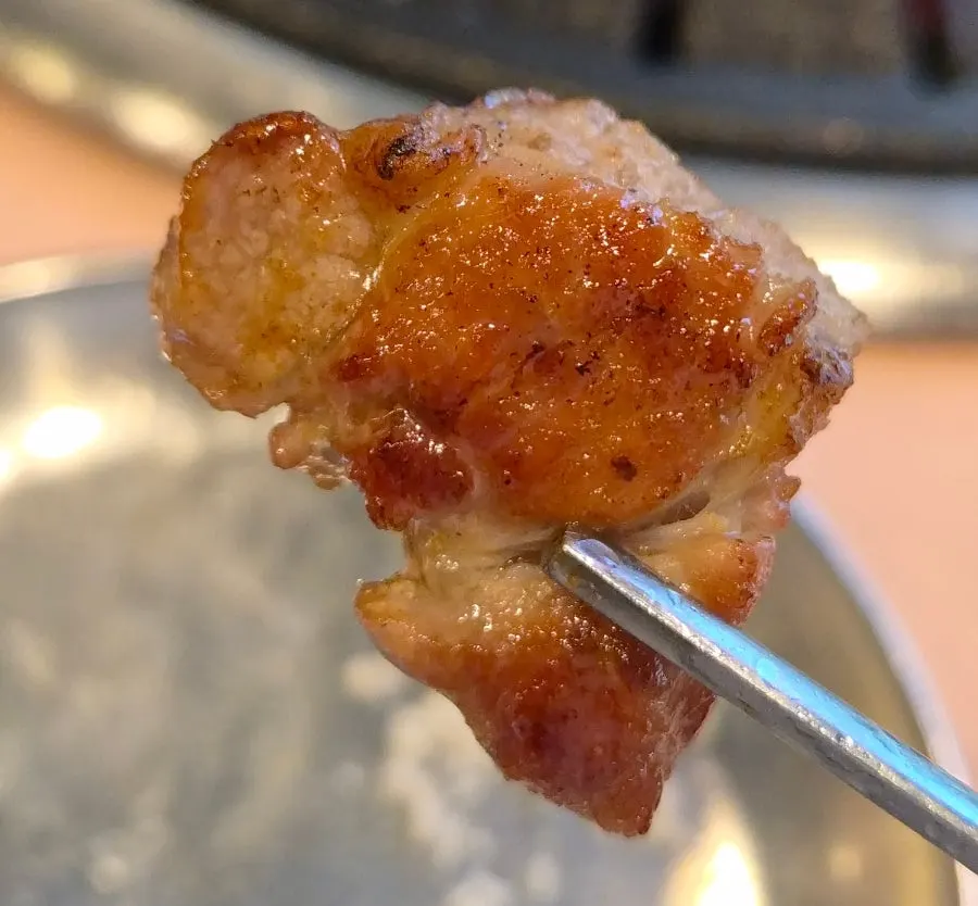 Thickly grilled pork neck