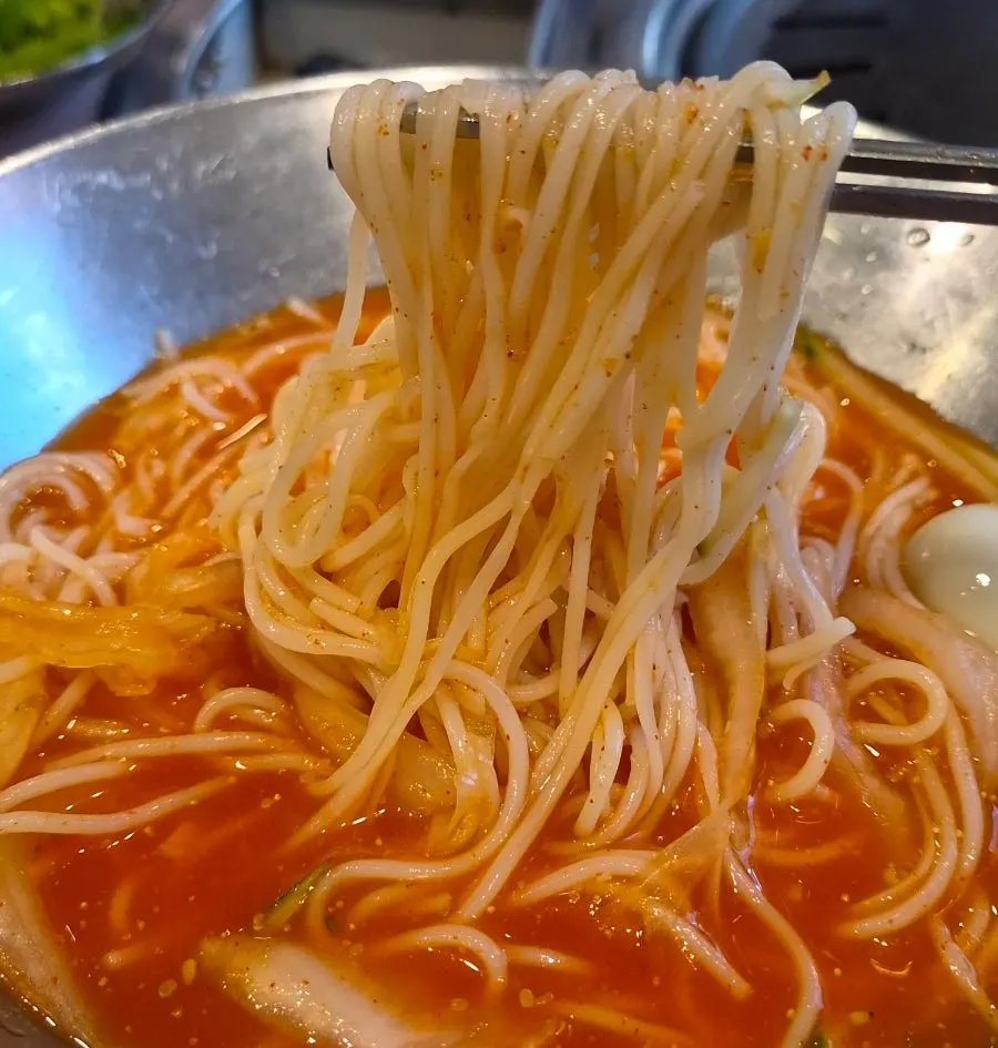 Baek kimchi noodles ordered for dessert