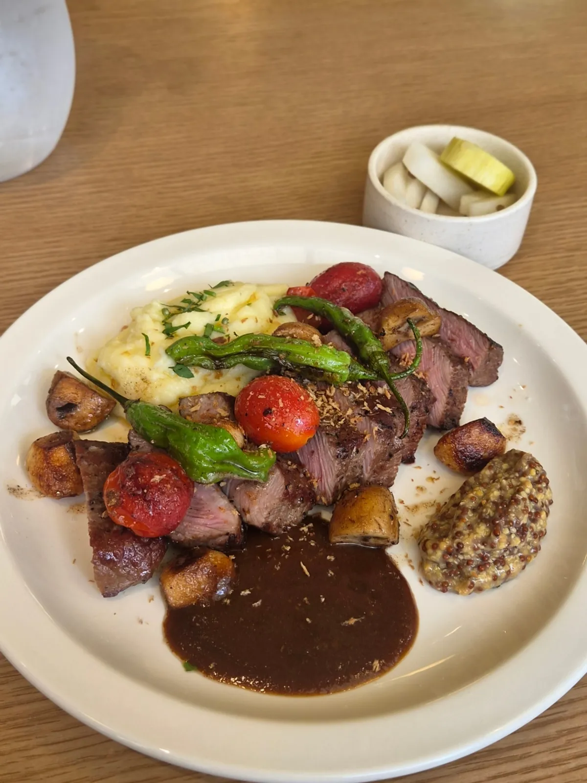 A plate of sous-vide flat iron steak