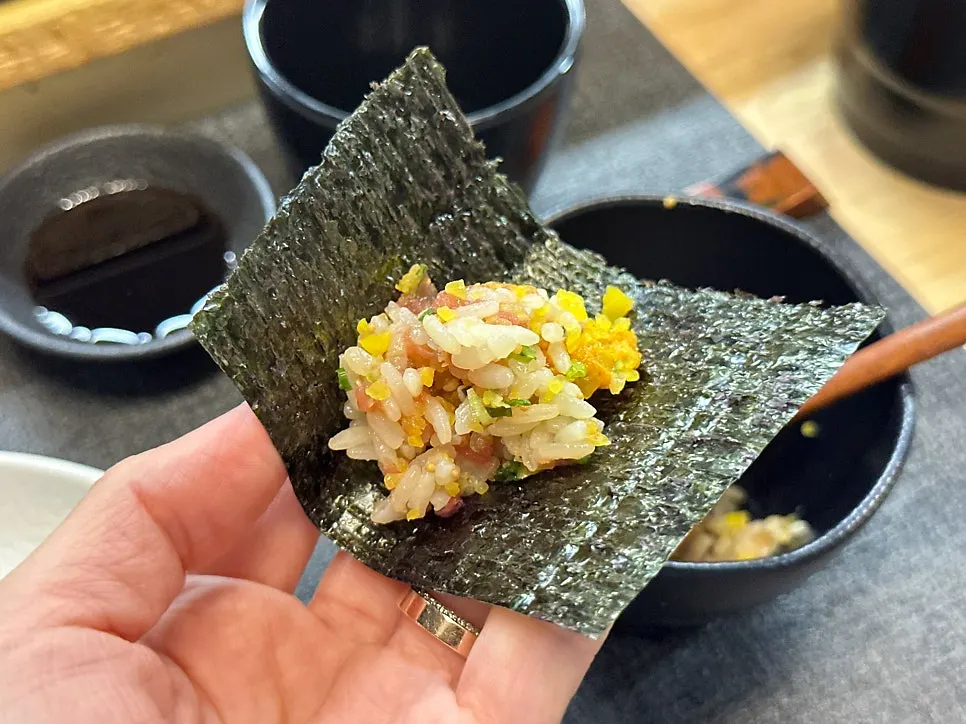 Sushi paired with fragrant ingredients
