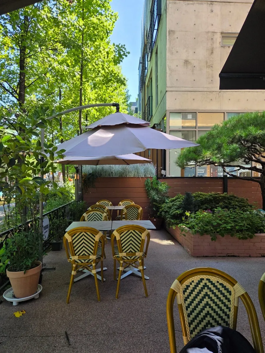 Terrace space facing the park