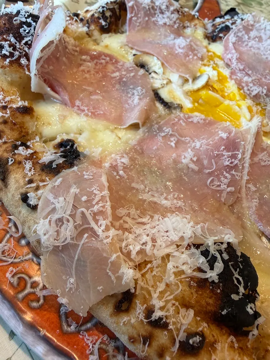A plate of Bismarck pizza