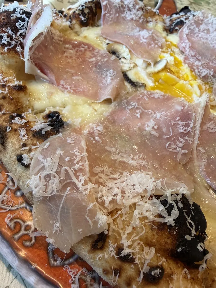 A plate of Bismarck pizza
