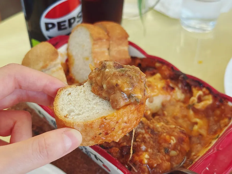Grandma's Lasagna and baguette