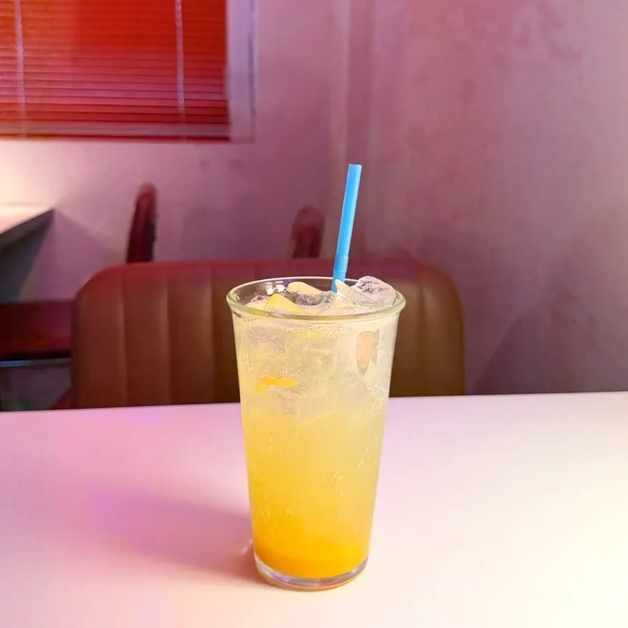 A glass of Panna's orange-ade