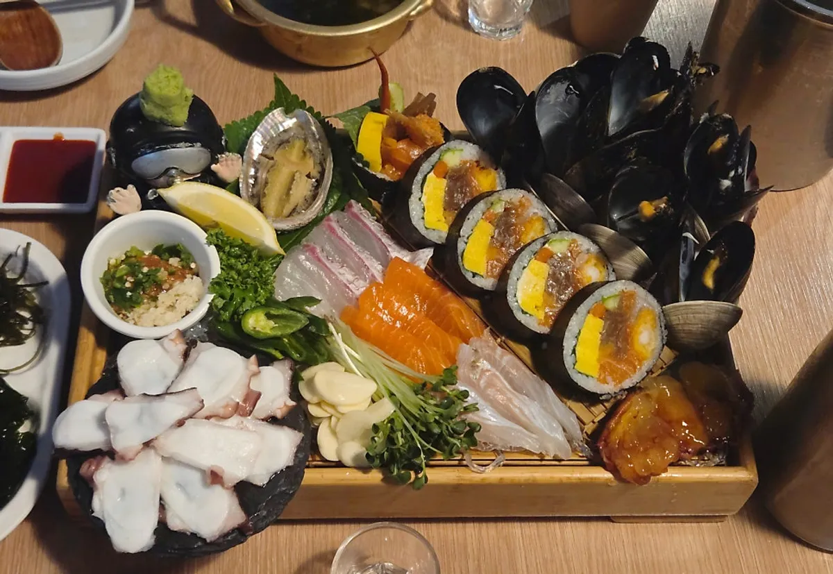 Parang Haenyeojip's haenyeo box packed full of seafood