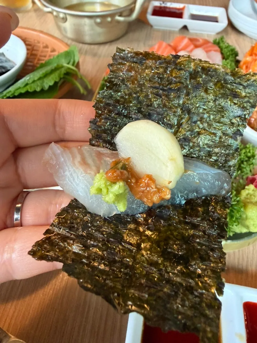 Aged sashimi dipped in makjang