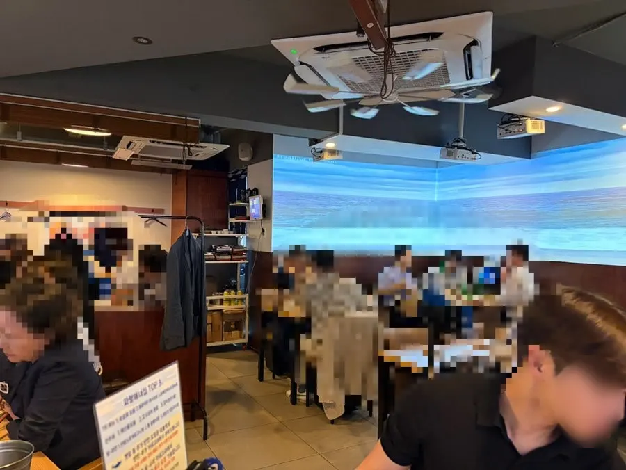 View of the restaurant hall as it starts filling with guests